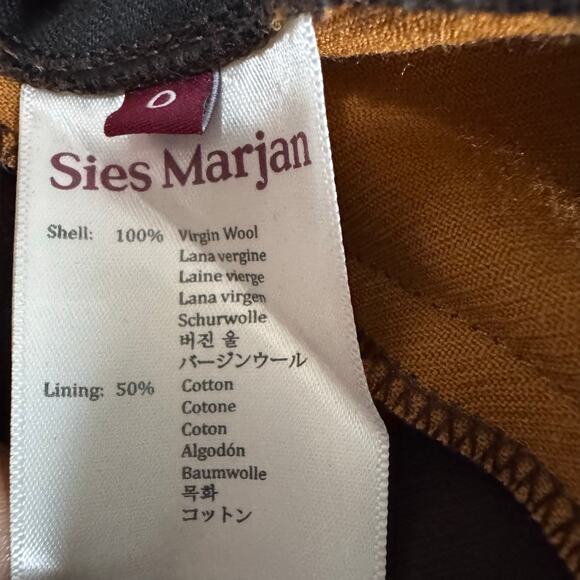 SIES MARJAN Bexley Cropped Striped Wool Twill Straight Leg Pants Size 0 - Picture 9 of 9